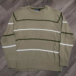 VINTAGE 90s Y2K Anchor Blue earth tone green striped knit sweater SKATE